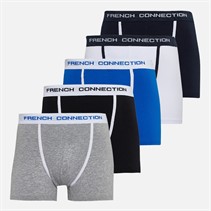French Connection Mens FC Five Pack Boxers Fc34 Black/Grey/White/Prince/Marine