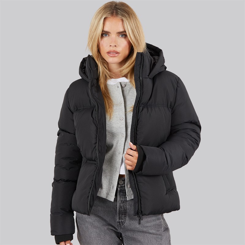 French Connection Womens Row Short Puffer Coat Black