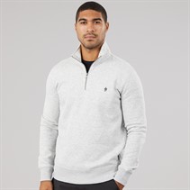 French Connection Mens FC Half Zip Sweatshirt Light Grey Mel/Marine