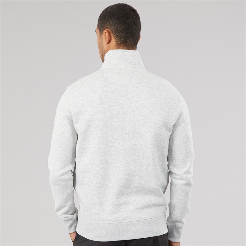 French Connection Mens FC Half Zip Sweatshirt Light Grey Mel/Marine