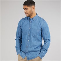 French Connection Mens Long Sleeve Denim Shirt Mid Wash