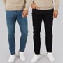 French Connection Mens FCUK Two Pack Slim Fit Jeans Blko1/Ind23
