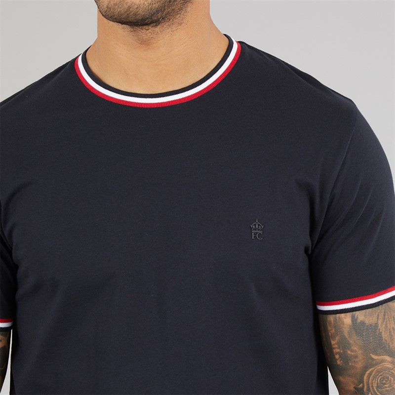 French Connection Mens 3 Col Ringer T-Shirt Marine
