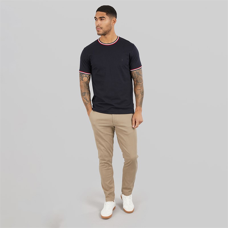 French Connection Mens 3 Col Ringer T-Shirt Marine