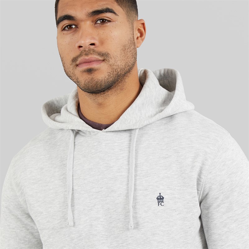 French Connection Mens FC Hoodie Light Grey Melange/Marine Lgt Grey Mel/Marine