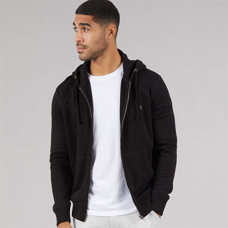 French Connection Mens FC Zip Hoodie Black/Gunmetal
