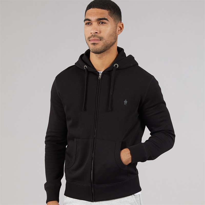 French Connection Mens FC Zip Hoodie Black/Gunmetal
