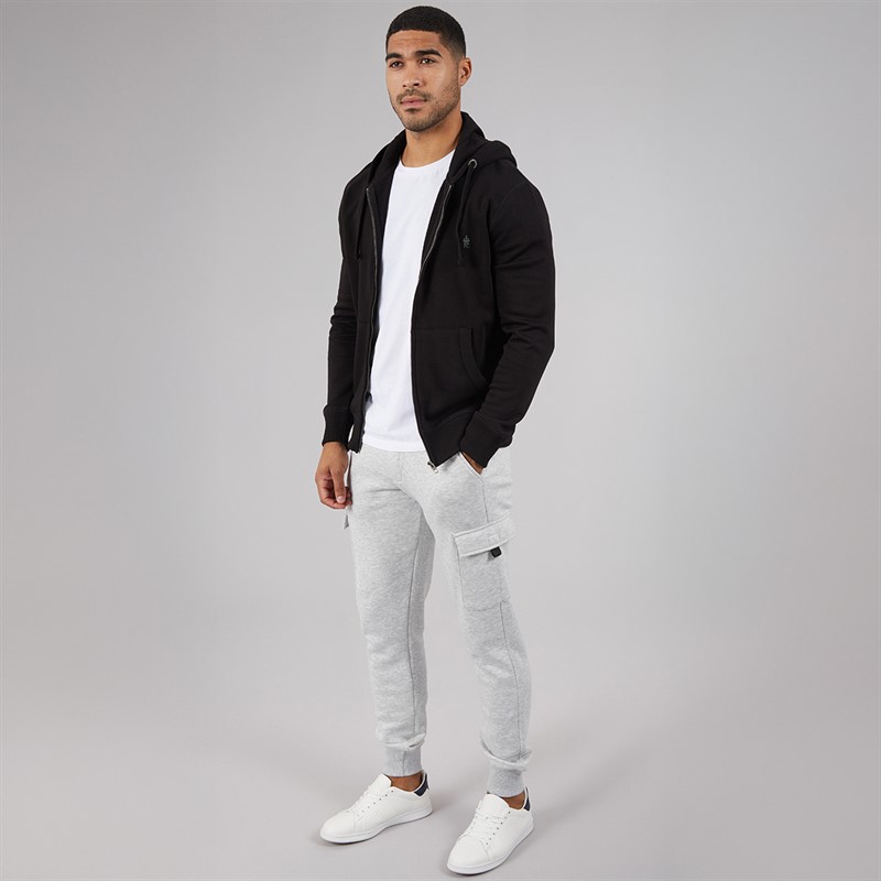 French Connection Mens FC Zip Hoodie Black/Gunmetal