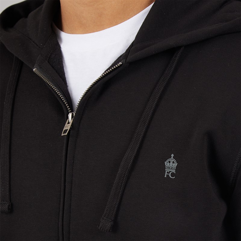 French Connection Mens FC Zip Hoodie Black/Gunmetal