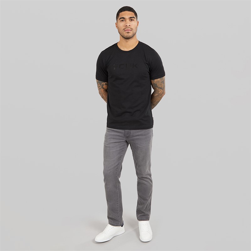 French Connection Mens FCUK Chest T-Shirt Black/Black Gloss