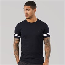 French Connection Mens Arm Stripes T-Shirt Marine/White