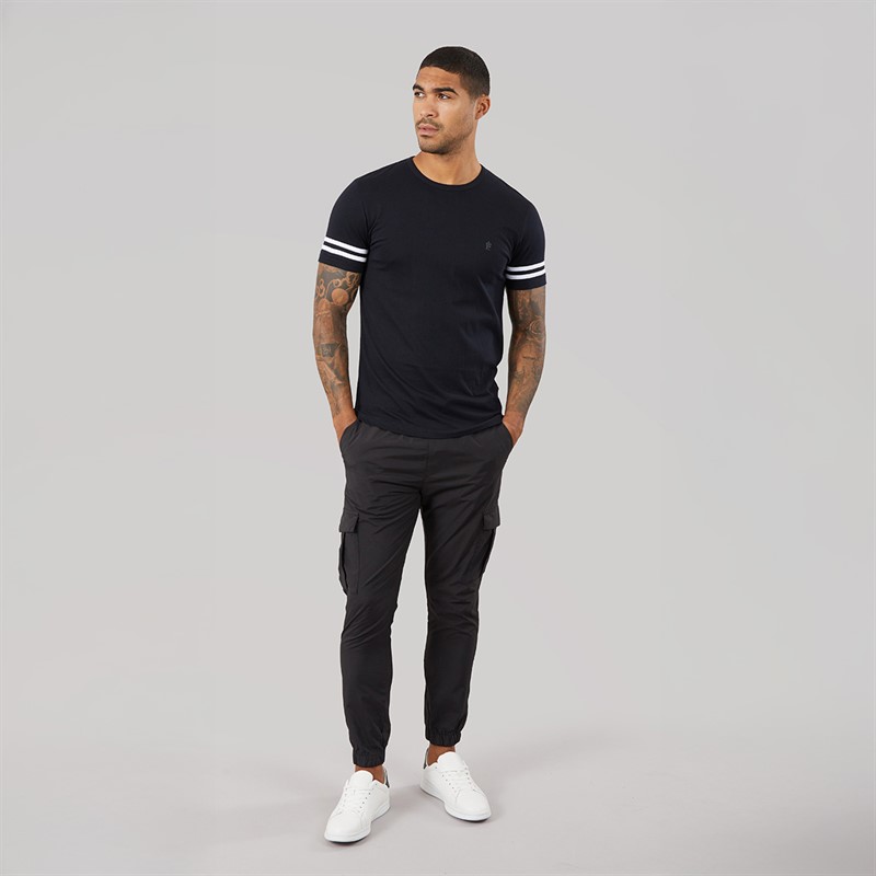 French Connection Mens Arm Stripes T-Shirt Marine/White