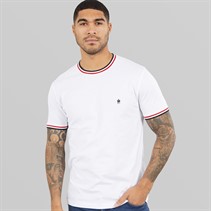 French Connection Mens 3 Col Ringer T-Shirt White