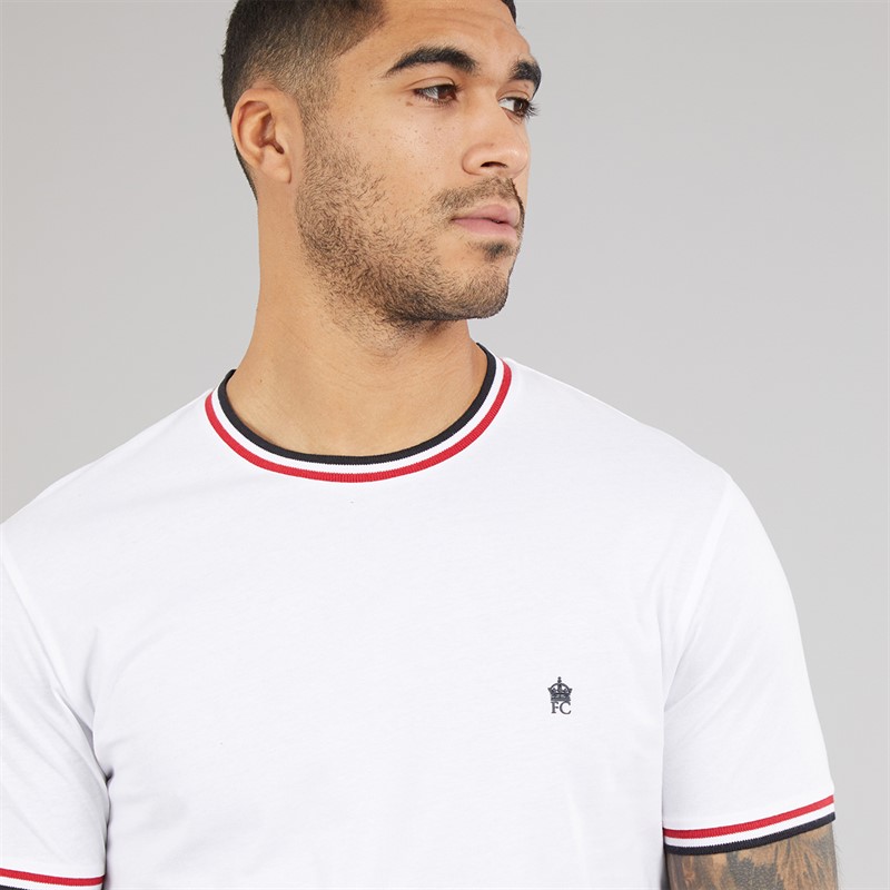 French Connection Mens 3 Col Ringer T-Shirt White