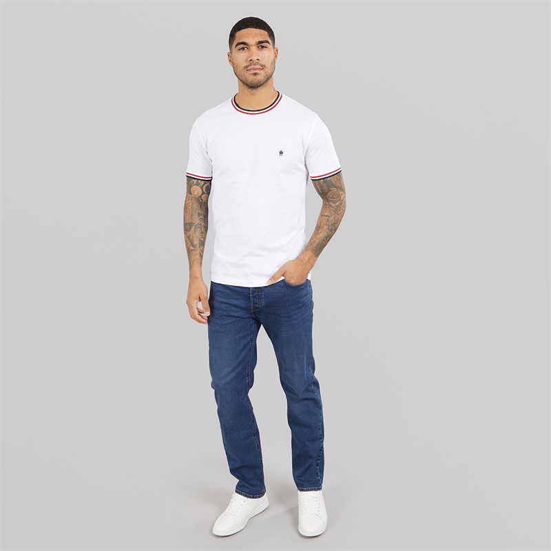 French Connection Mens 3 Col Ringer T-Shirt White