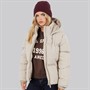 French Connection Womens Row Short Puffer Coat Light Taupe