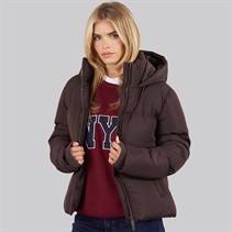 French Connection Womens Row Short Puffer Coat Chocolate