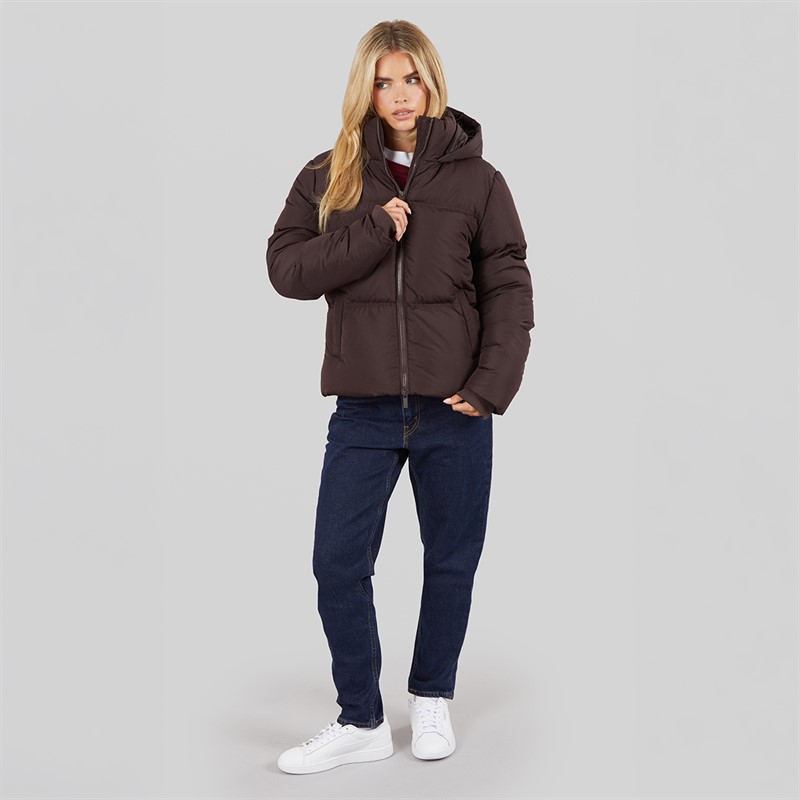 French Connection Womens Row Short Puffer Coat Chocolate