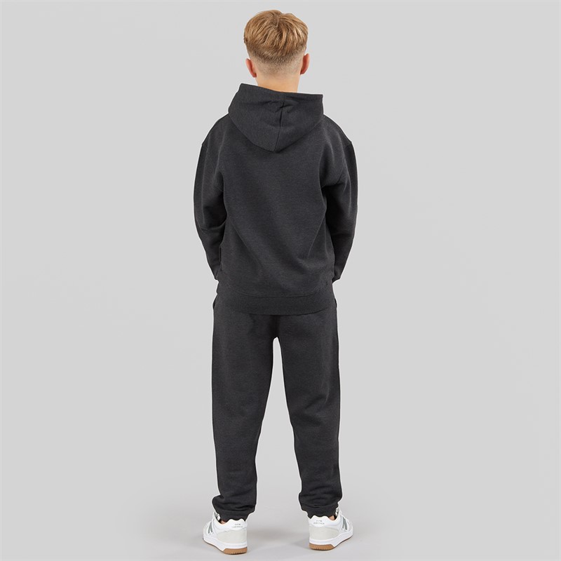 French Connection Boys Label Overhead Hoodie And Joggers Tracksuit Charcoal Melange/Ecru/Burnt Orange