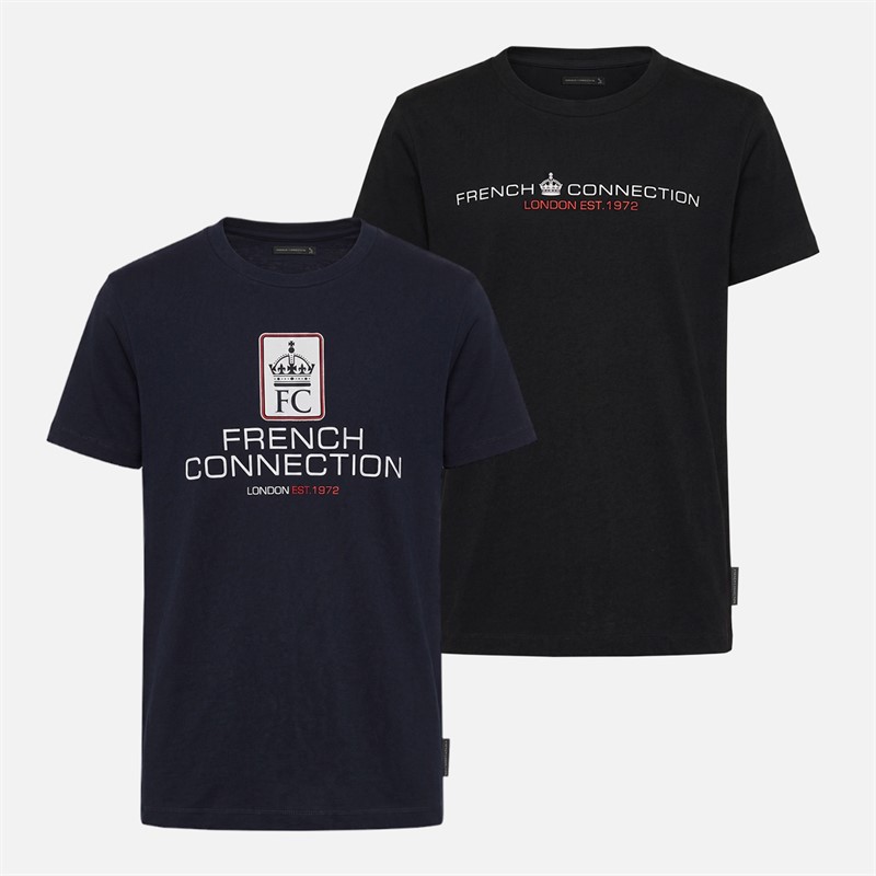 French Connection Boys FC Two Pack T-Shirts Multi 6 Midnight/Black
