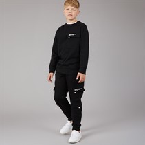 French Connection Boys Zone Crew Sweatshirt And Cargo Pants Tracksuit Black/White