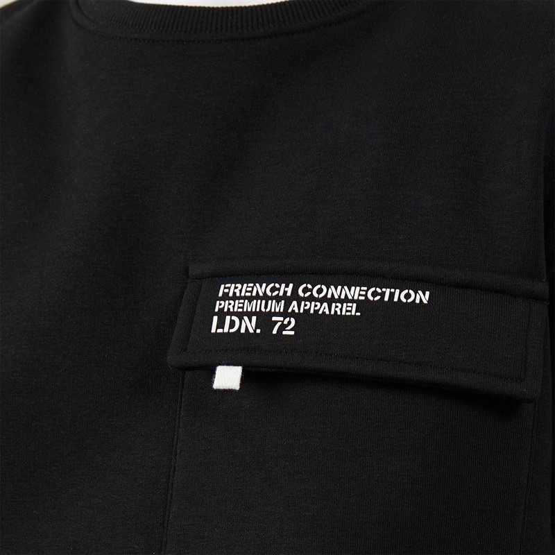 French Connection Boys Zone Crew Sweatshirt And Cargo Pants Tracksuit Black/White