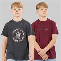French Connection Boys FC Two Pack T-Shirts Multi 2 Charcoal Melange/Burgundy