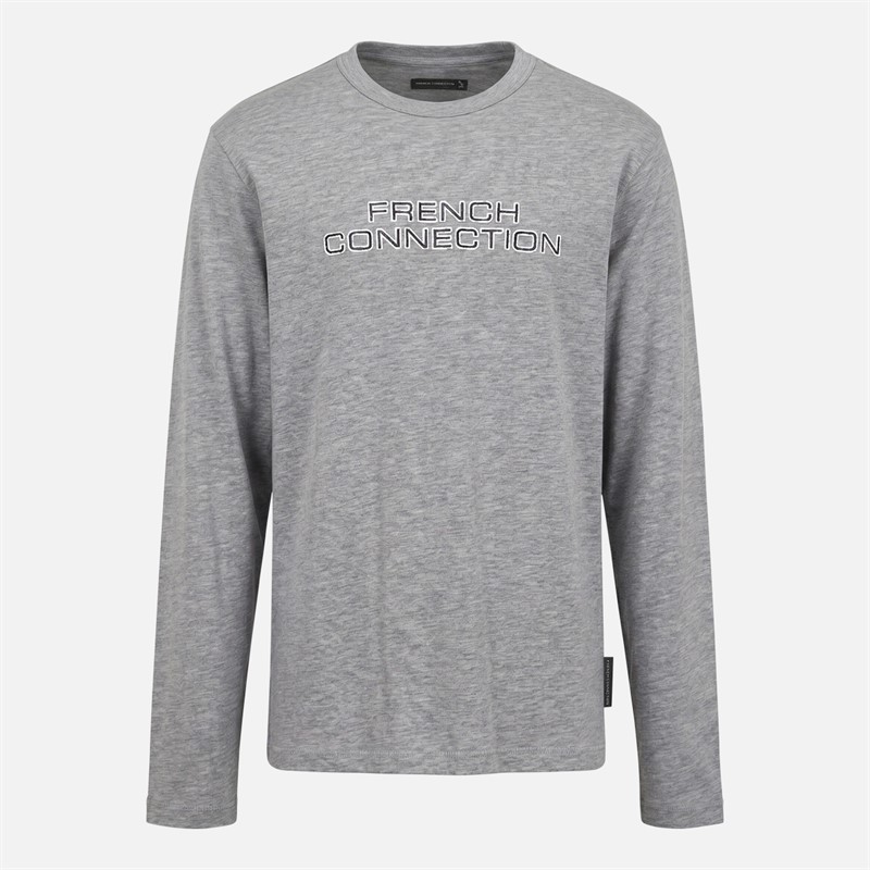 French Connection Boys Unit Three Pack Long Sleeve T-Shirts Marine/Light Grey Melange/Khaki