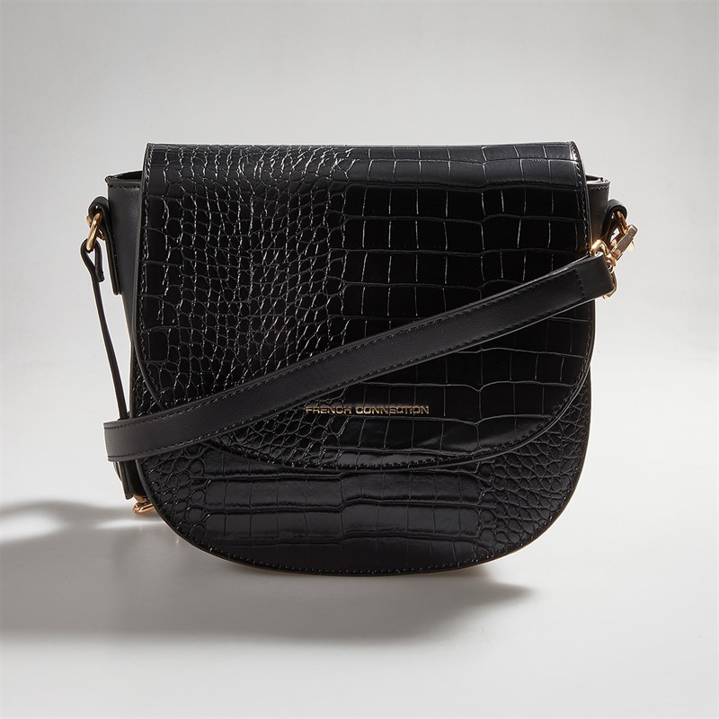 French Connection Womens Moon Crocodile Bag Black