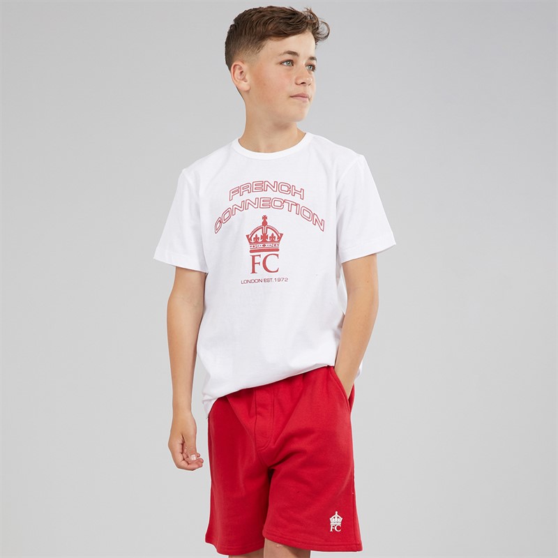 French Connection Boys Jewel T-Shirt And Shorts Set White/Red