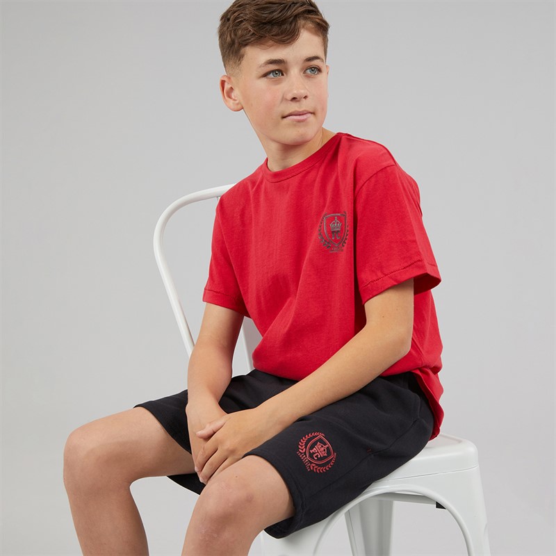 French Connection Boys Heritage T-Shirt And Shorts Set Red/Black