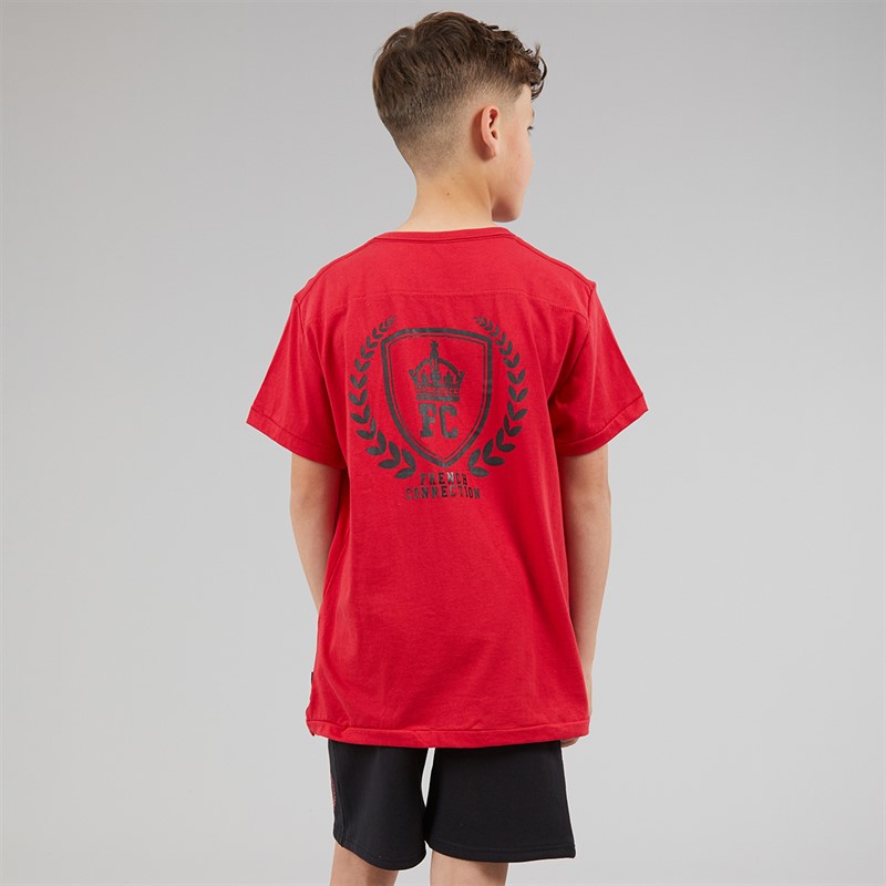 French Connection Boys Heritage T-Shirt And Shorts Set Red/Black