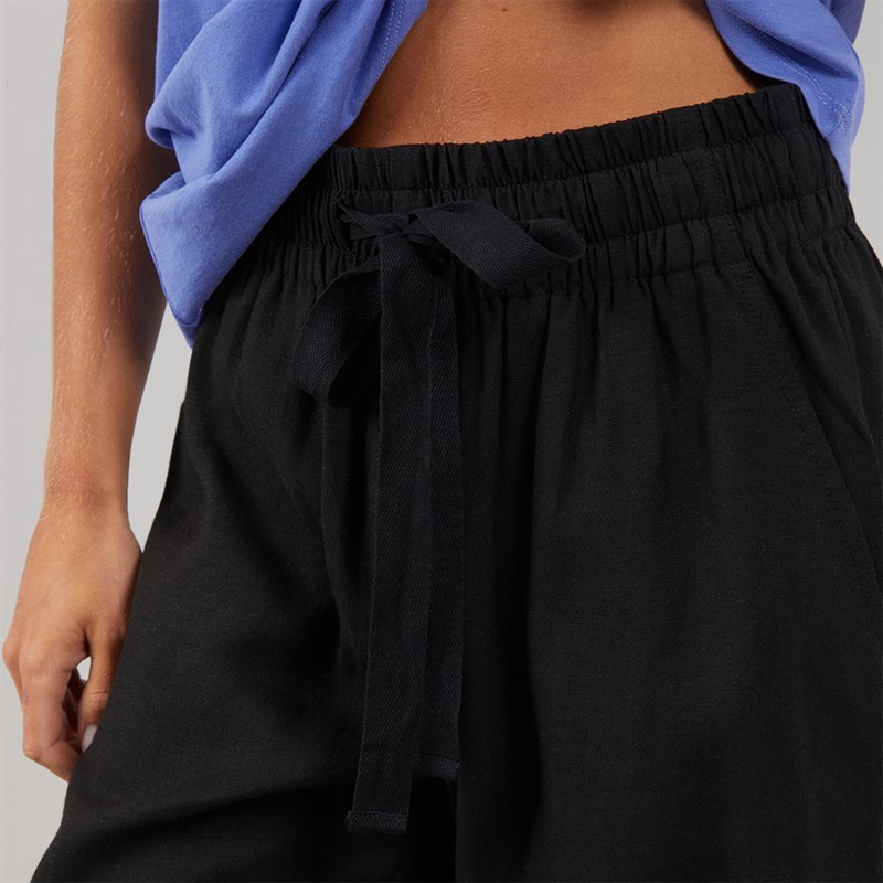 French Connection Womens Linen Blend Tie Trousers Black