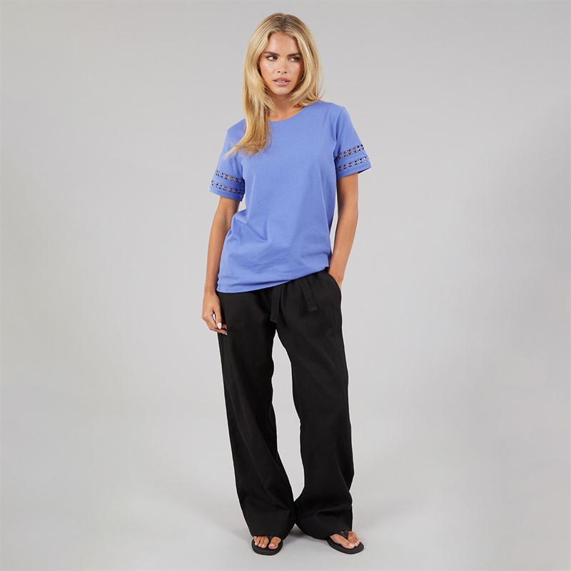 French Connection Womens Linen Blend Tie Trousers Black