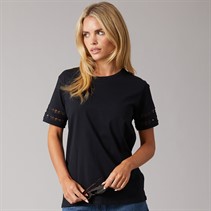 French Connection Womens Crochet T-Shirt Midnight