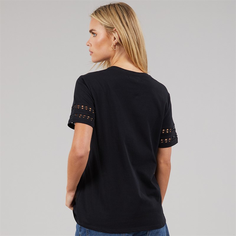 French Connection Womens Crochet T-Shirt Midnight