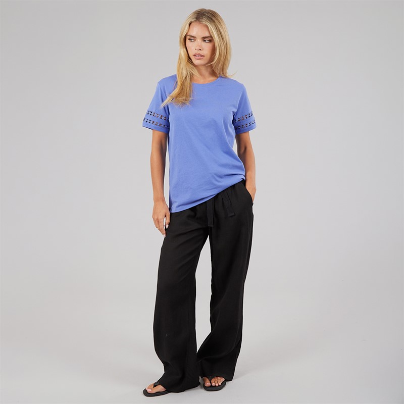 French Connection Womens Crochet T-Shirt Baja Blue