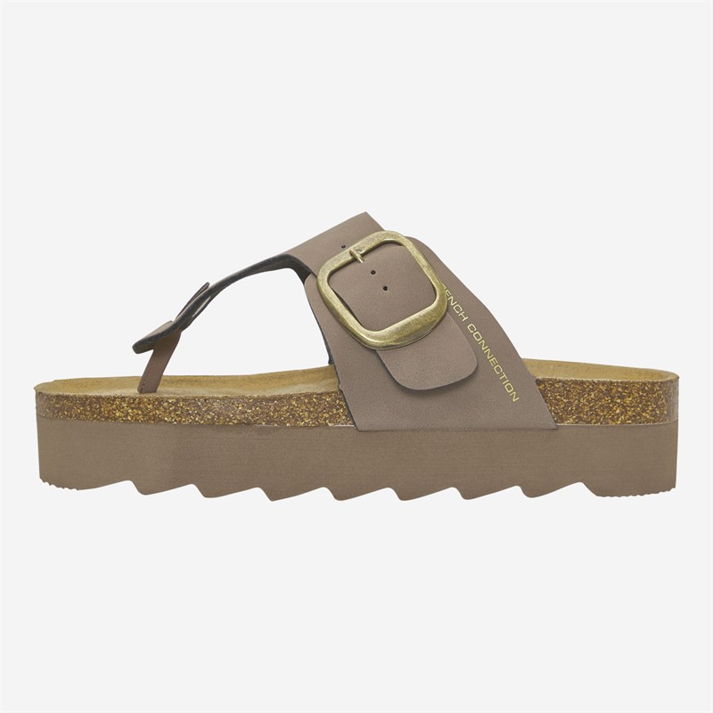 French Connection Womens Toe Post Sandals Mocha