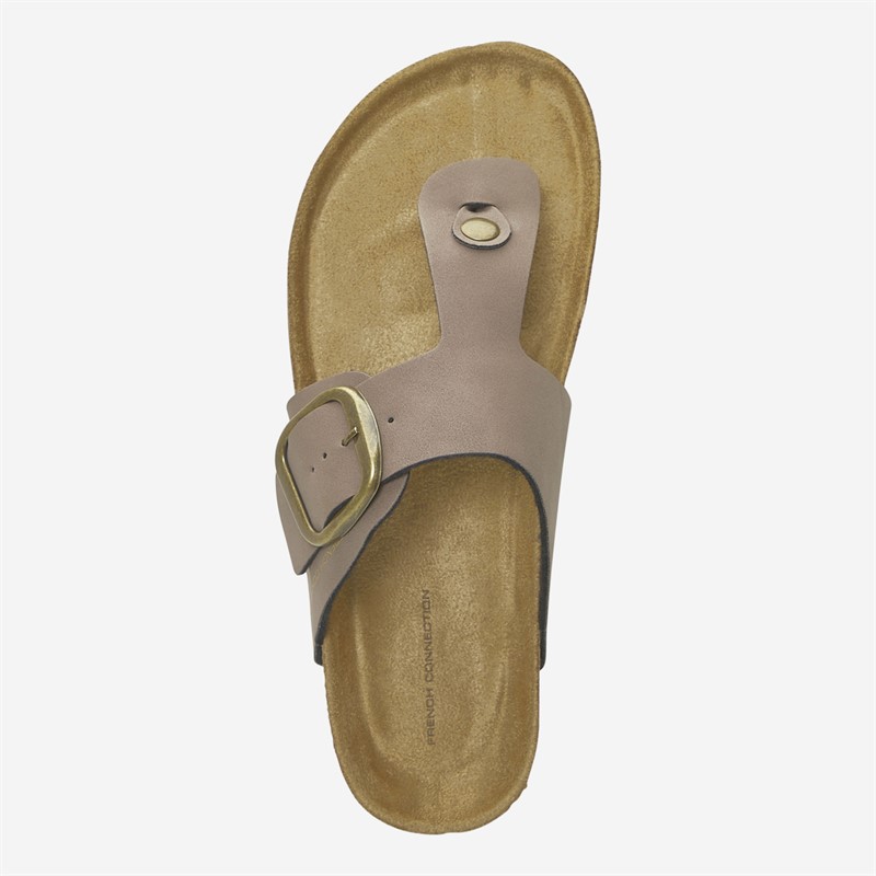 French Connection Womens Toe Post Sandals Mocha