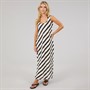 French Connection Womens Stripe Crochet Dress Black/Ecru