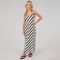 French Connection Womens Stripe Crochet Dress Black/Ecru