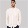 French Connection Mens Henley Long Sleeve Linen Shirt White