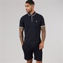 French Connection Mens Tipped Piping Polo Shirt and Shorts Co-Ord Marine/White
