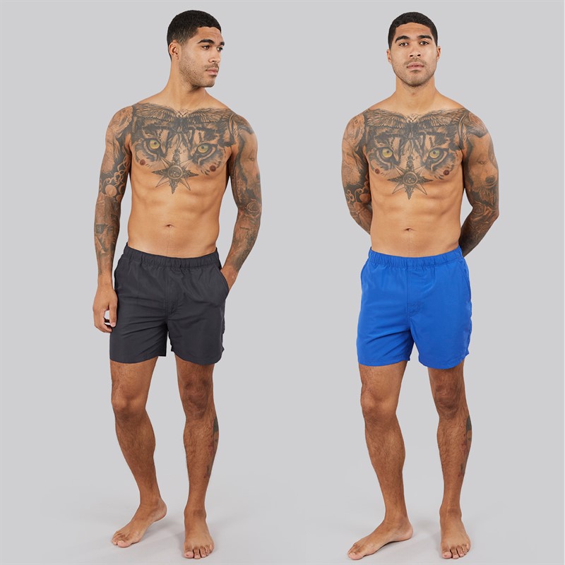 French Connection Mens Two Pack Swim Shorts Marine/Mazarine