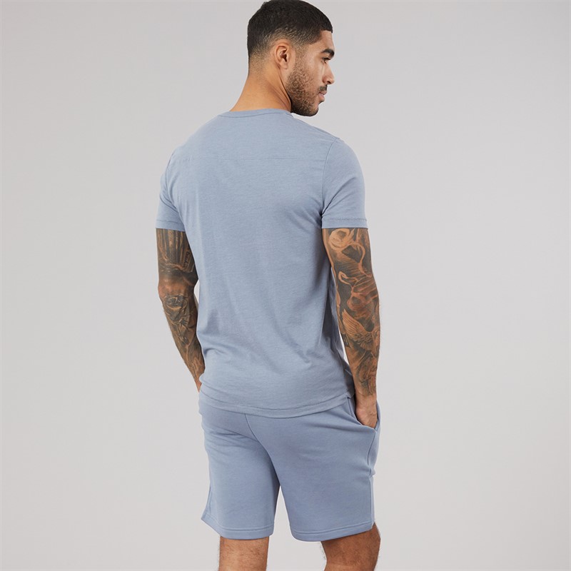French Connection Mens T-Shirt And Shorts Set Light Blue Mel Lgt Blue Mel