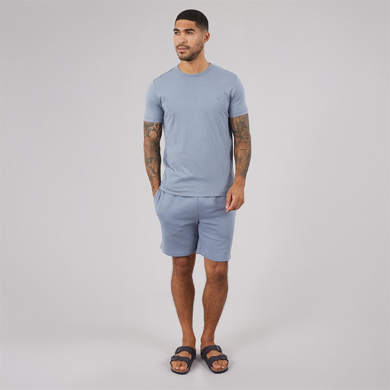 French Connection Mens T-Shirt And Shorts Set Light Blue Mel Lgt Blue Mel