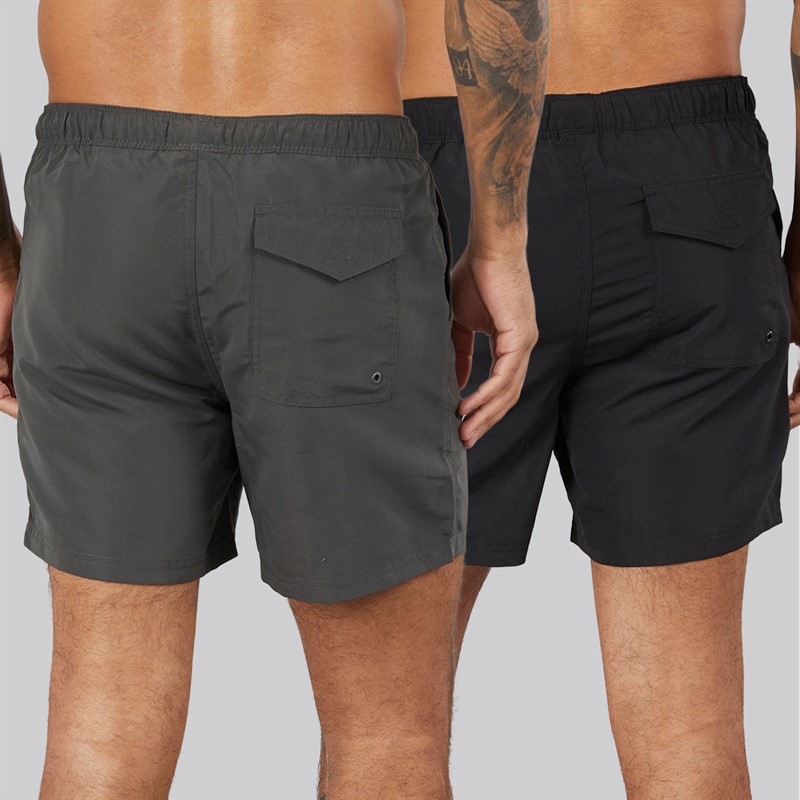 French Connection Mens Two Pack Swim Shorts Black/Kahki