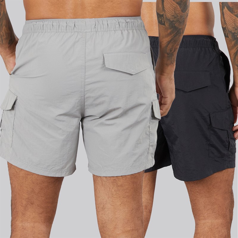 French Connection Mens Two Pack Combat Swim Shorts Marine/Light Grey Marine/Lgt Grey