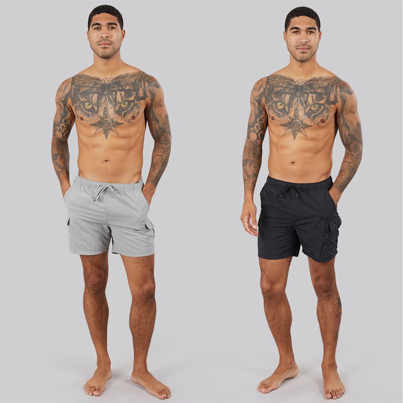 French Connection Mens Two Pack Combat Swim Shorts Marine/Light Grey Marine/Lgt Grey
