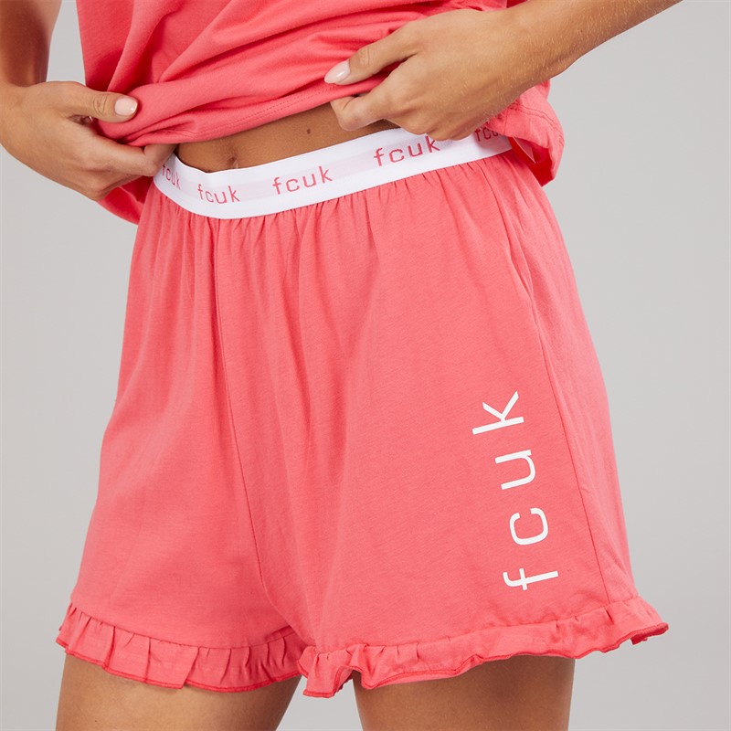 French Connection Womens Cute As Shorts And T-Shirt Pyjama Set Hot Pink